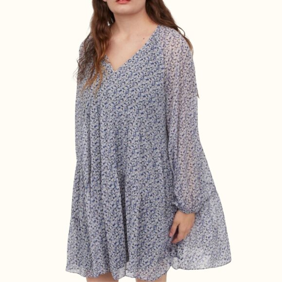 Blue Floral Flowy Minidress - Picture 2 of 3